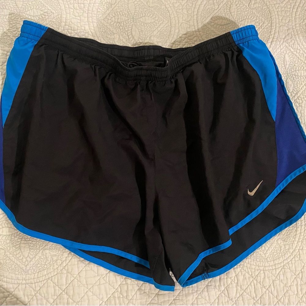 XL Nike Black Running Shorts with Bright Blue Accents